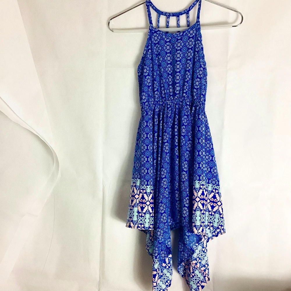 Soprano Blue Girls high low Dress, Size S (7/8)